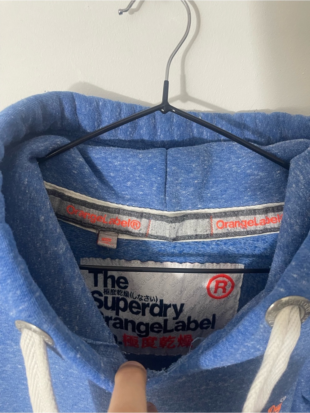 Superdry Blue Pullover Hoodie with Contrast Drawcords - Picture 3 of 5